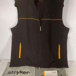Stryker Men’s Large Soft Shell Zip Vest Black Yellow Trim New in Package